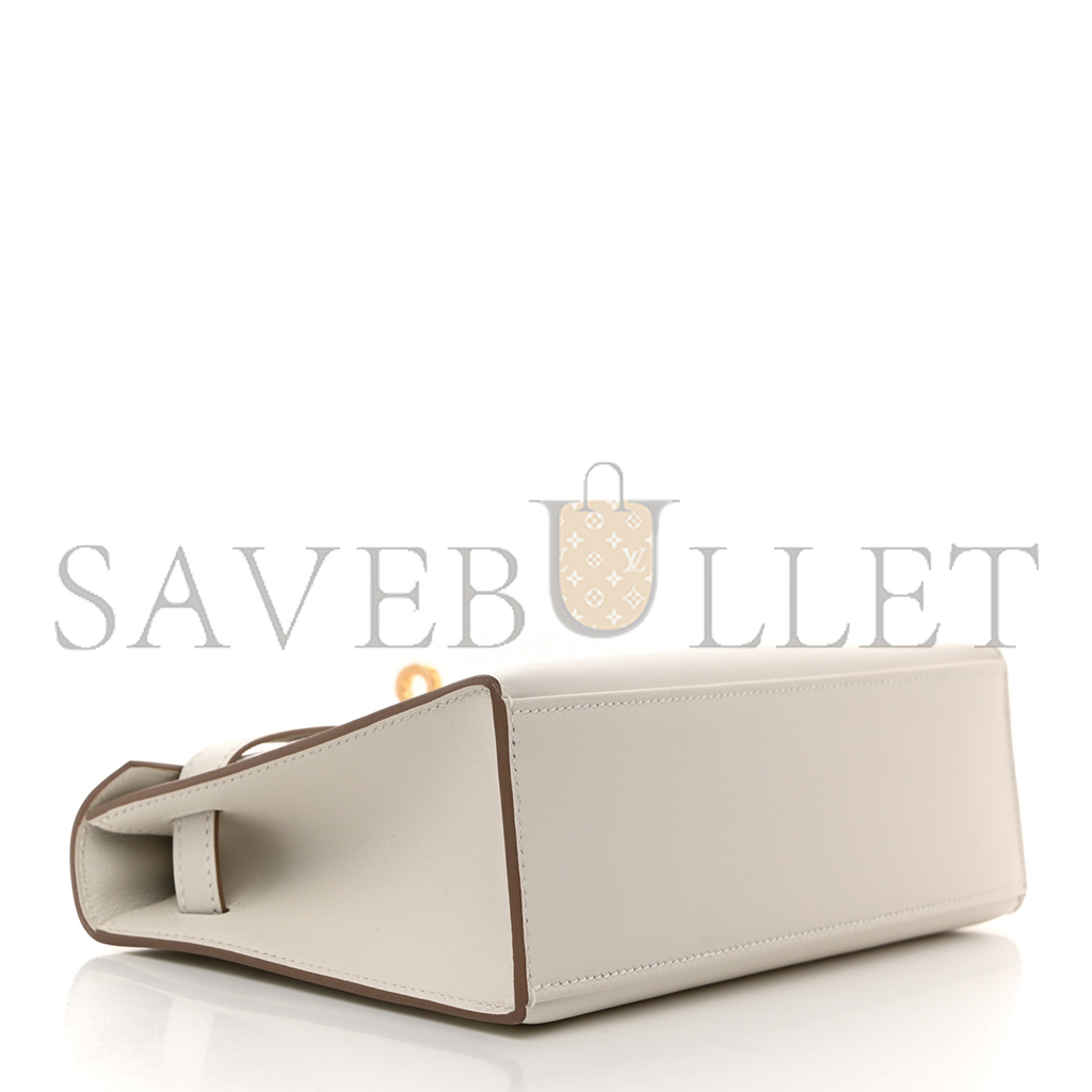 H**mes master swift kelly pochette clutch milkshake white gold buckle(22*14*7cm)